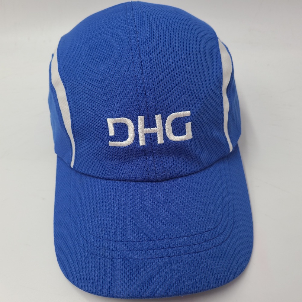 DHG Hat Adjustable 4 Panel Blue White Mesh Running Hiking Dixon Hughes Goodman